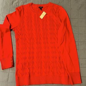 Talbots red cable knit crewneck, size medium NWT